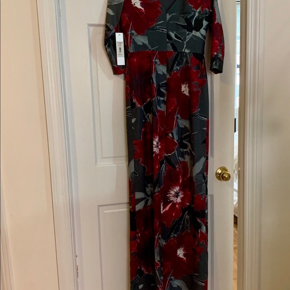 Elbow Sleeve Printed Column Gown - Picture 2 of 5